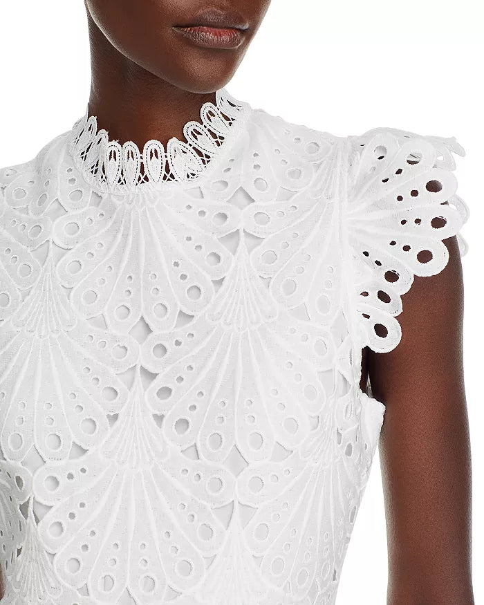 Mock Neck Lace Shift Dress