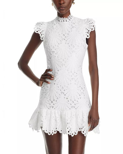 Mock Neck Lace Shift Dress