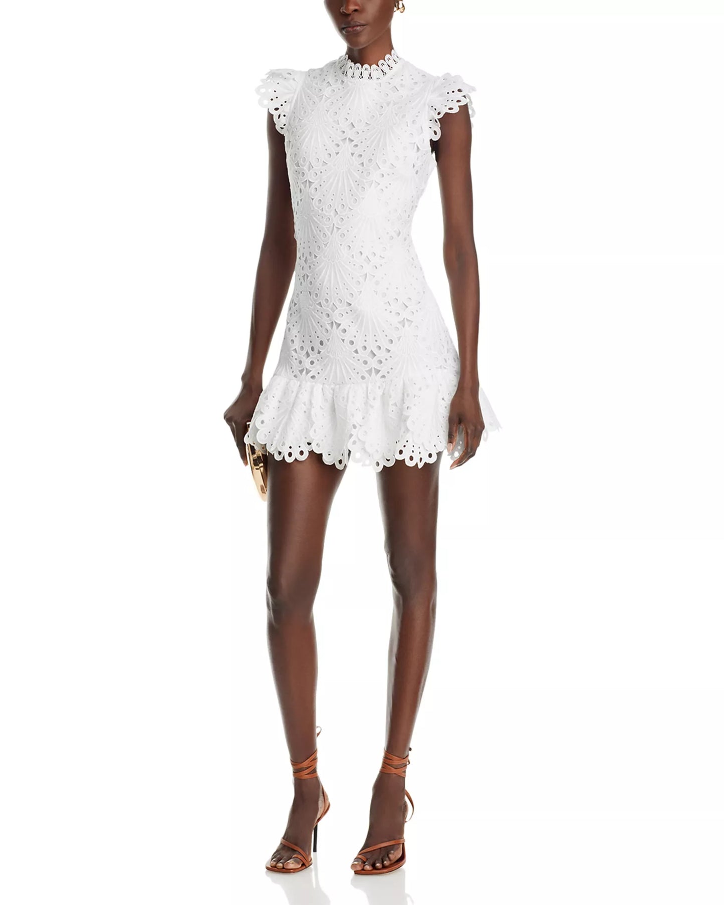 Mock Neck Lace Shift Dress