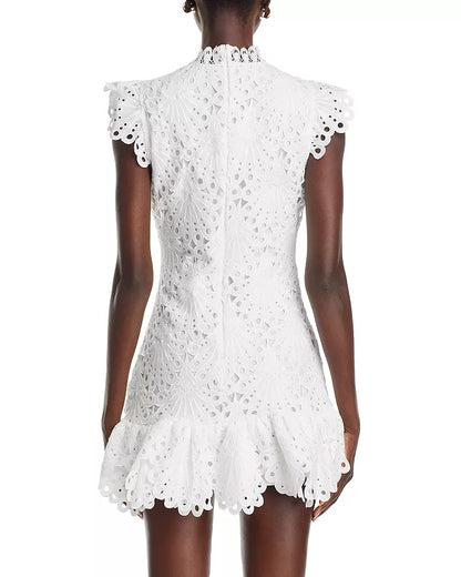 Mock Neck Lace Shift Dress