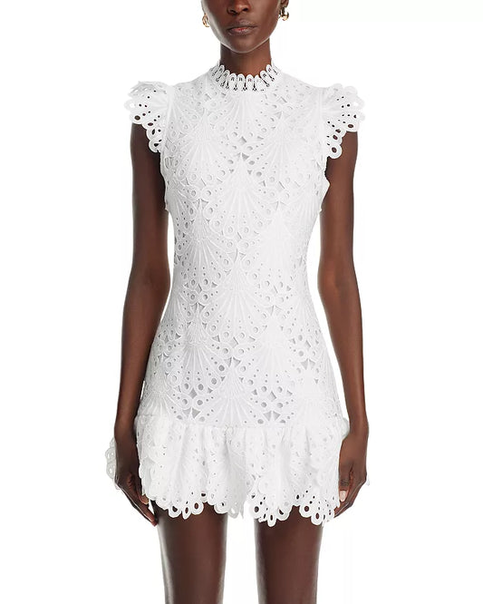 Mock Neck Lace Shift Dress